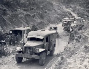 AFS ambulance drivers deliver patients from the Monte Cassino