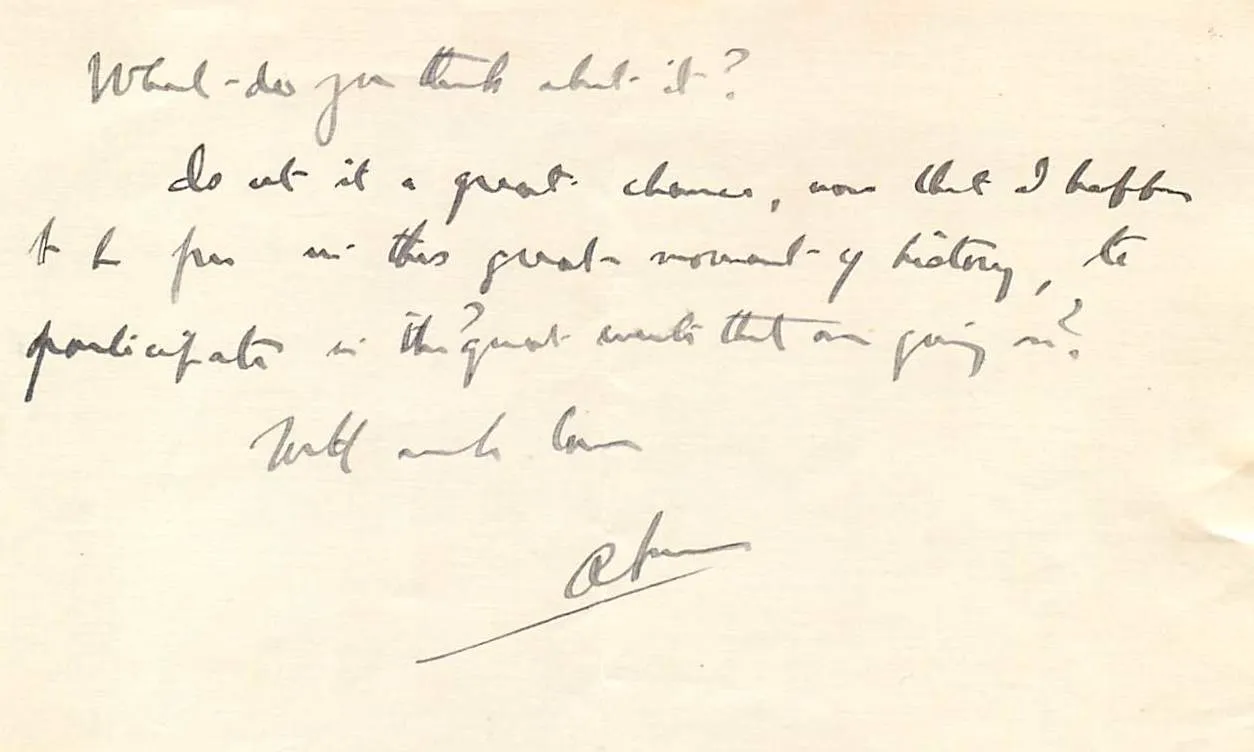 Excerpt from a letter written by A. Piatt Andrew to his parents on December 3, 1914. Courtesy of the Archives of the American Field Service and AFS Intercultural Programs (AFS Archives.) This excerpt and the full letter below cannot be reproduced outside the guidelines of United States Fair Use (17 U.S.C., Section 107) without advance permission from the AFS Foundation.