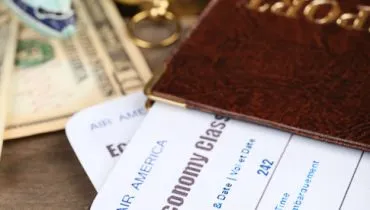 Airline tickets and documents, closeup