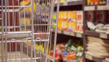 Trolley with product on shelf