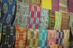 Bright African Fabrics in Artisan’s Workshop