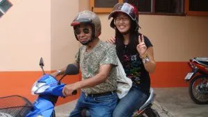 AFS Thailand Host Father and Host Sister riding bike