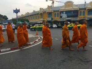 Buddhist Monks in the streets of Bangkok, Thailand