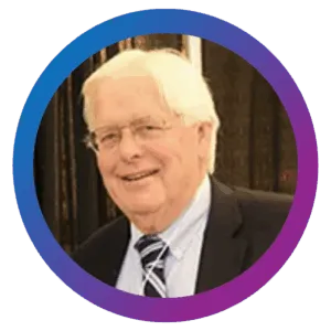 William G. Meserve headshot on a blue-purple gradient circle frame.