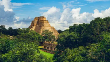 Pyramid of the Magician, uxmal, located in yucatan, mexico