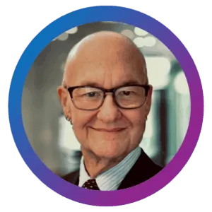Melvin Harmon headshot on a blue-purple gradient circle frame.