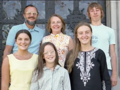 Ann, bottom left, Geert, top right, and their family
