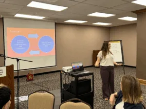 Photo of innovation team presenting power point.