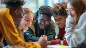 Group of Students Studying Together.