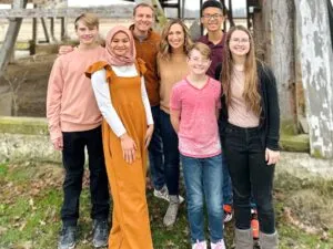 Photo of a group of family members with AFS Student