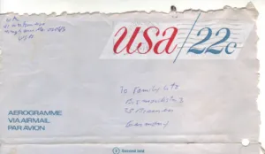 1977 Aerogramme die preiswerteste Möglichkeit Zuhause auf dem Laufenden zu halten