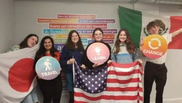 Alex, Sharan, Niamh, Alannah, Orna and Brain – 2023 EIL Explore winners at the Enrollment Day at EIL offices on Washinton Street, Cork