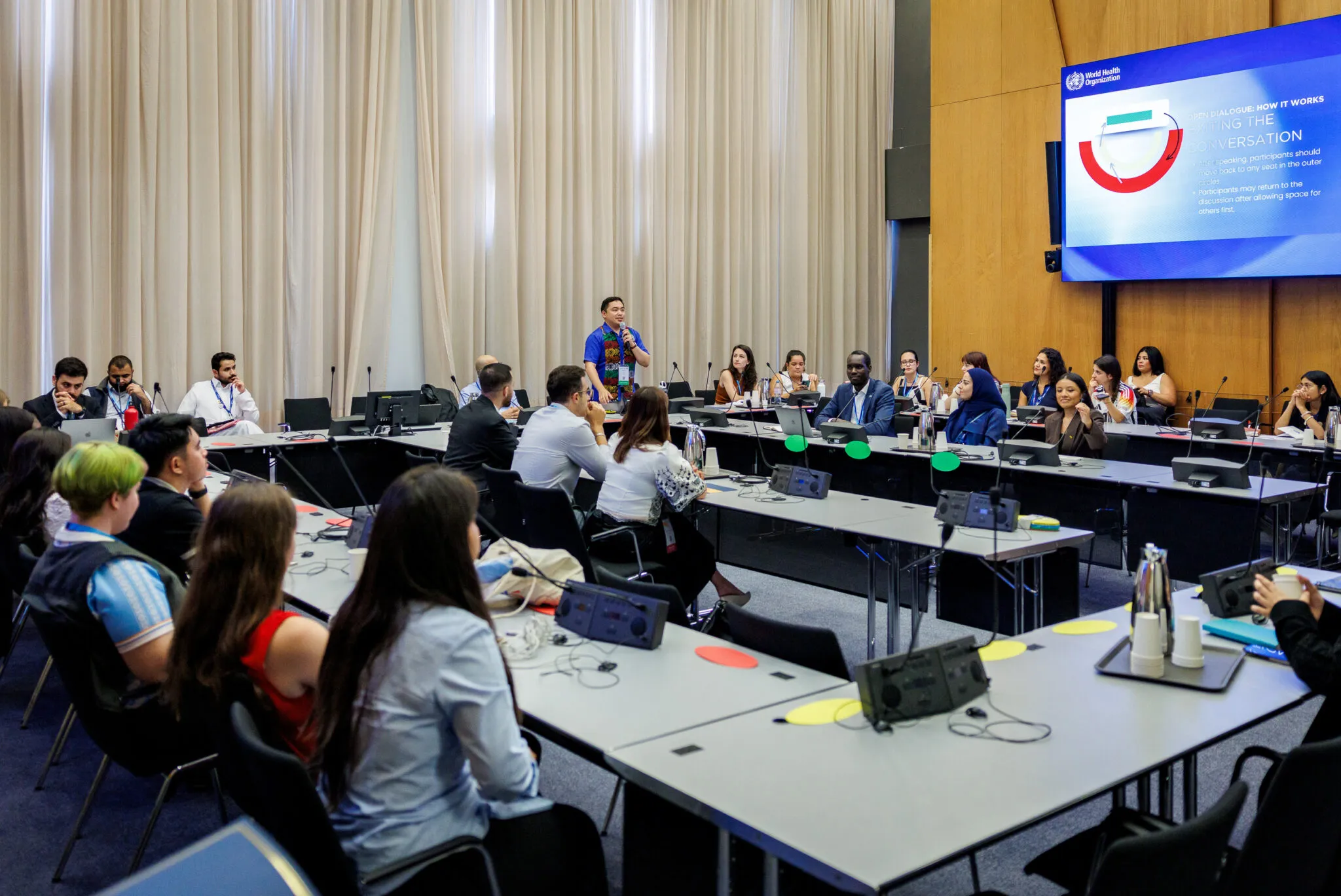 Delegates discussing the post-2030 education agenda at the AFS Youth Assembly in Geneva.