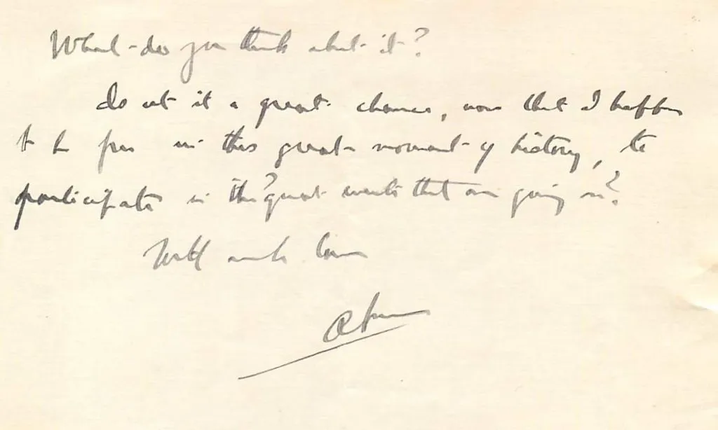 Excerpt from a letter written by A. Piatt Andrew to his parents on December 3, 1914. Courtesy of the Archives of the American Field Service and AFS Intercultural Programs (AFS Archives.) This excerpt and the full letter below cannot be reproduced outside the guidelines of United States Fair Use (17 U.S.C., Section 107) without advance permission from the AFS Foundation.
