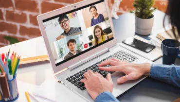 Businessman work at home and virtual video conference with colleagues business people, online working, video call due to social distancing