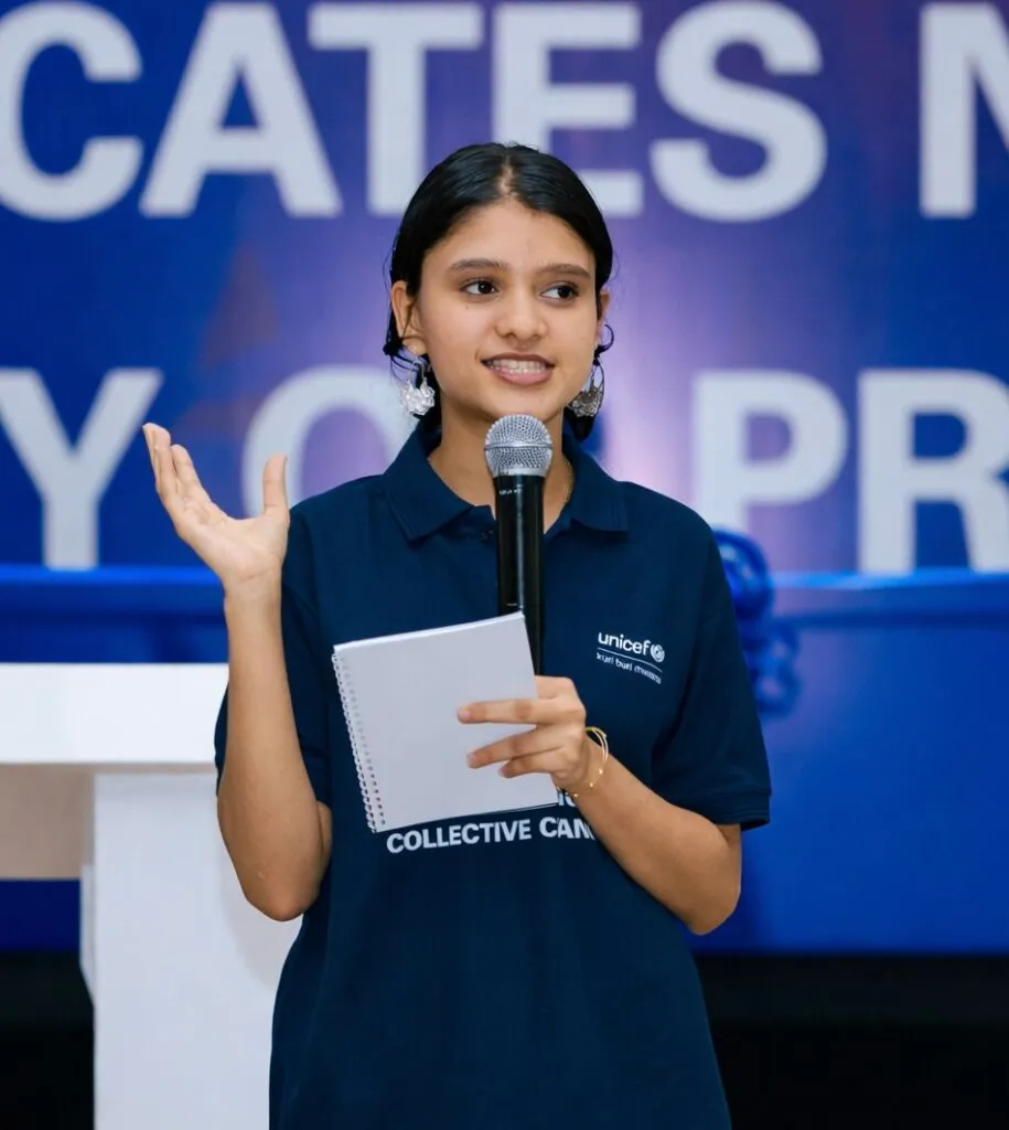 Khushi Upadhyay as a speaker for UNICEF Rwanda’s Youth Advocate Network.
