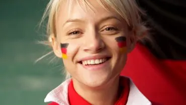 German girl all in red
