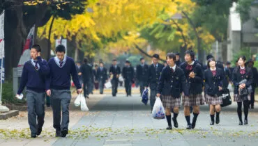 Students at Ueno Park in Tokyo